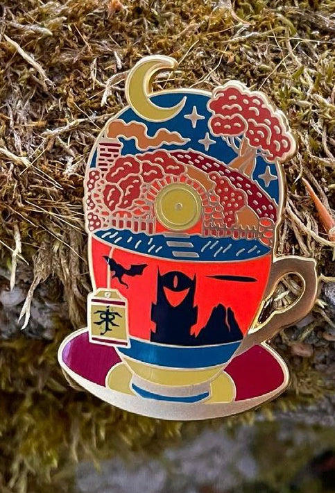 "Home" Teacup Orange and Blue Variant