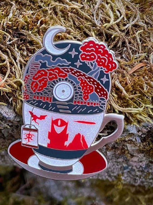 "Home" Teacup Red and White Glitter Variant